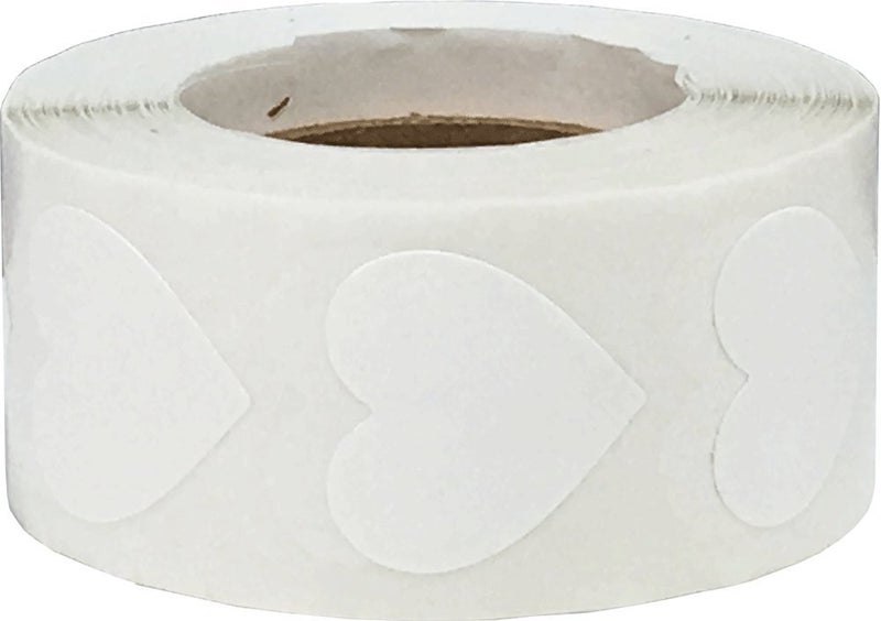 InStockLabels.com ملصقات قلب أبيض لعيد الحب للحرف اليدوية والتدوين 0.75 بوصة 500 ملصق لاصق - Image 1